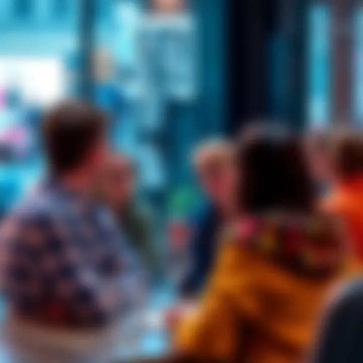 A group of people sharing advice and tips for the week ahead in a lively discussion