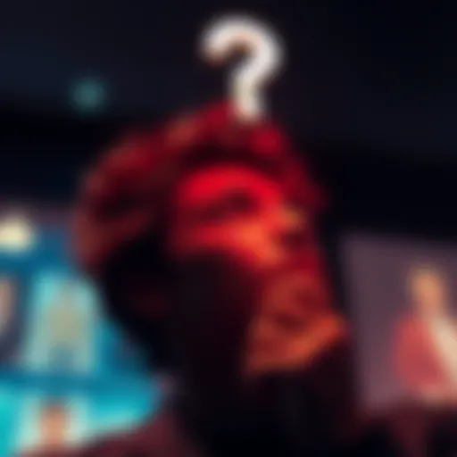 A person thinking with a question mark above their head, contemplating a weekly challenge to guess a tip for a prize.