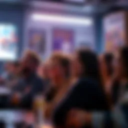 Group of people eagerly awaiting a special guest at a gaming gathering, filled with excitement and anticipation for the evening's conversations.