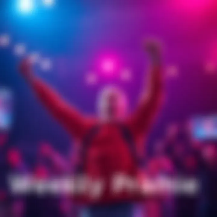 A person celebrating victory after winning a weekly prize by coming closest to the target.