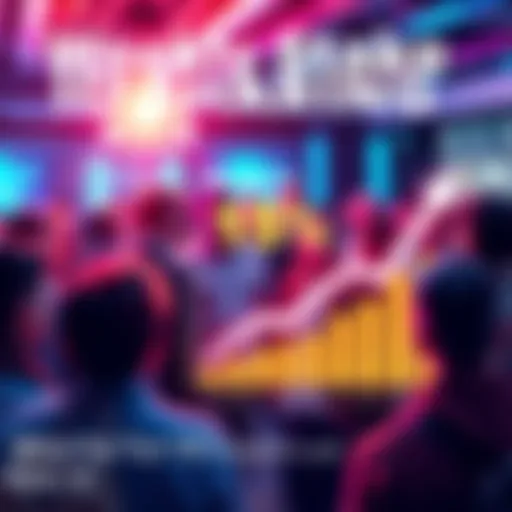 A graphic showing a group of people sharing their Stake IDs with a rising chart indicating a 15% increase