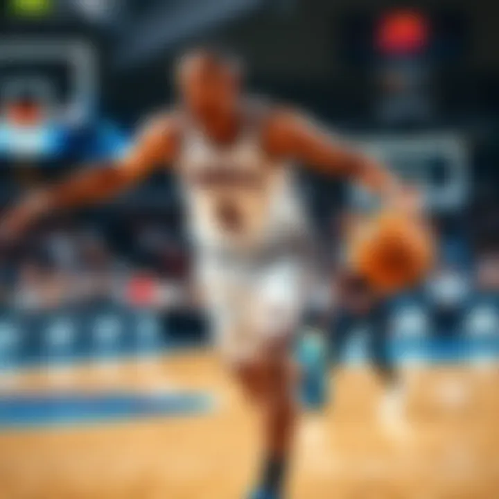 Russell Westbrook dribbling the ball during an NBA game against Oklahoma City Thunder