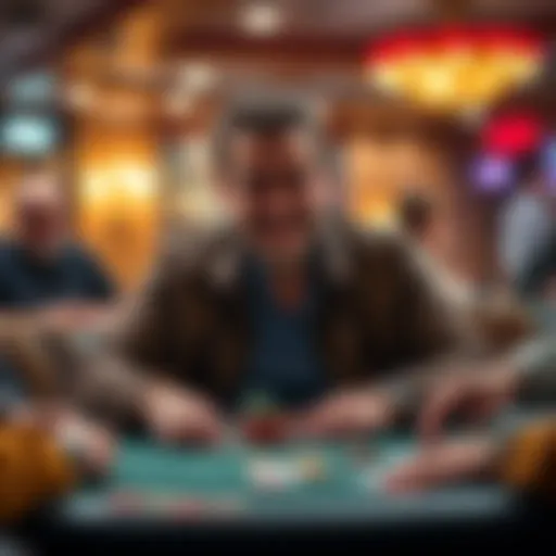 Will Givens at the poker table Will Givens playing poker with confidence and style, smiling while interacting with other players, showcasing his impressive skills and respectful demeanor.