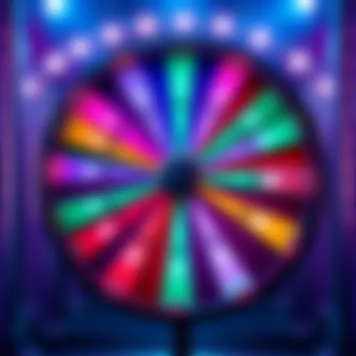 A colorful spin wheel with various sections, indicating a competition result announcement.