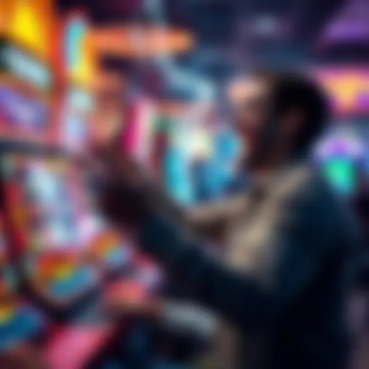 Winning at Lightning Link A joyful player celebrating a big win at the Lightning Link slot machine in a casino