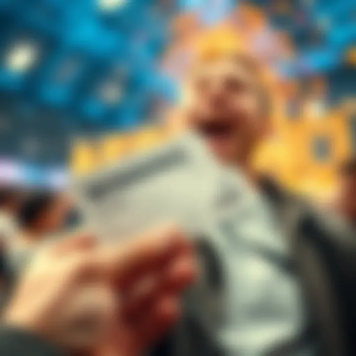A person holding a winning betting ticket with excitement