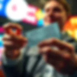 A person holding a slip of paper with lotto numbers and a ticket in their hands, looking hopeful