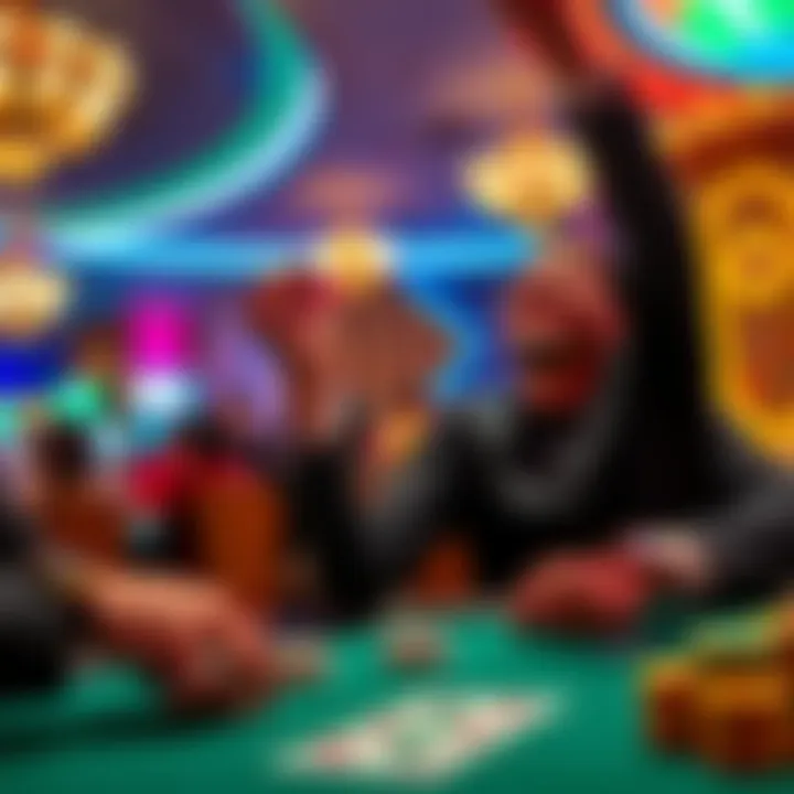 Player celebrating a winning straight flush hand in UTH at MGM Detroit casino