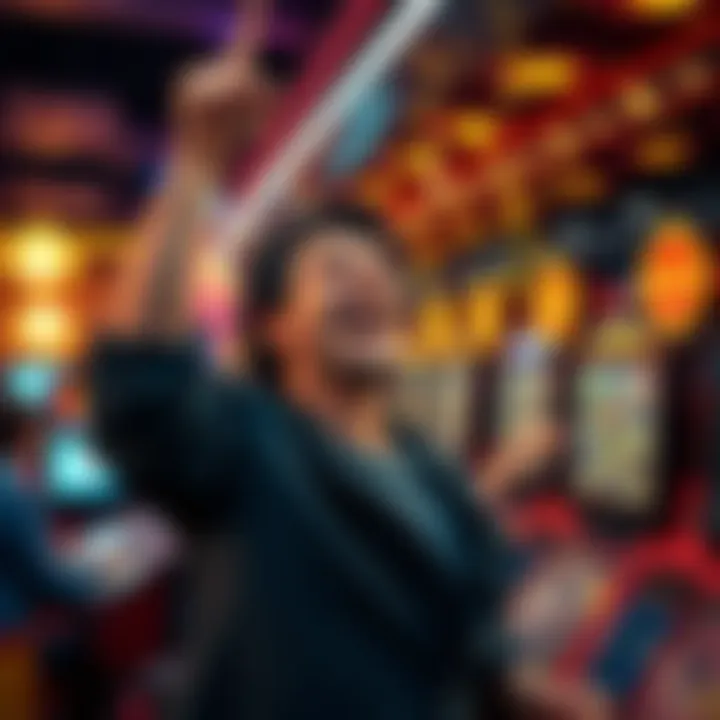 A happy person celebrating a win at an online casino with free spins