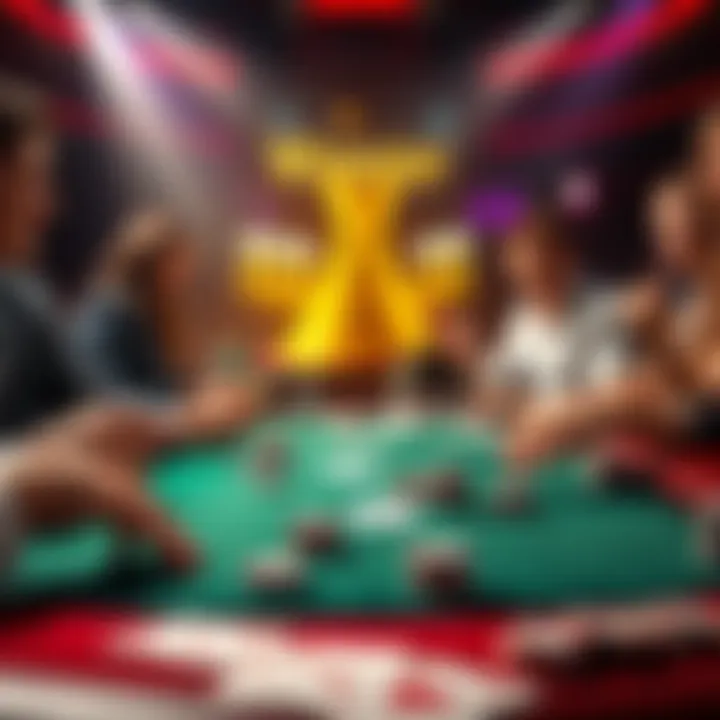 Players celebrating big wins at a blackjack table with cards and chips
