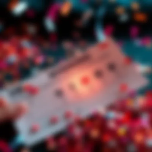 A close-up of a betting slip showing a winning combination. Confetti and celebration elements surround the slip.