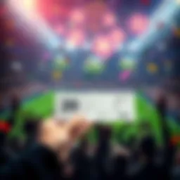 A hand holding a winning betting slip with a celebration background