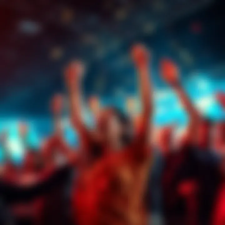 People celebrating their betting wins with cheer and excitement.