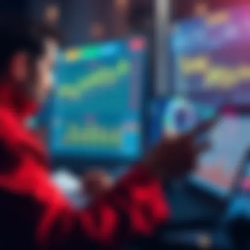 A person analyzing betting odds and charts with a laptop and a notepad, focused on improving winnings.