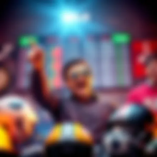 A person cheering with a winning betting ticket in hand, surrounded by sports equipment and betting odds on a screen.