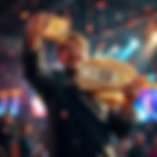 A person celebrating with cash and bonus tickets after winning a $1,300 bonus from DK KOTC promotion.