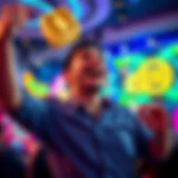 A person celebrating after winning a large cash prize from a small bet, showing excitement and joy.