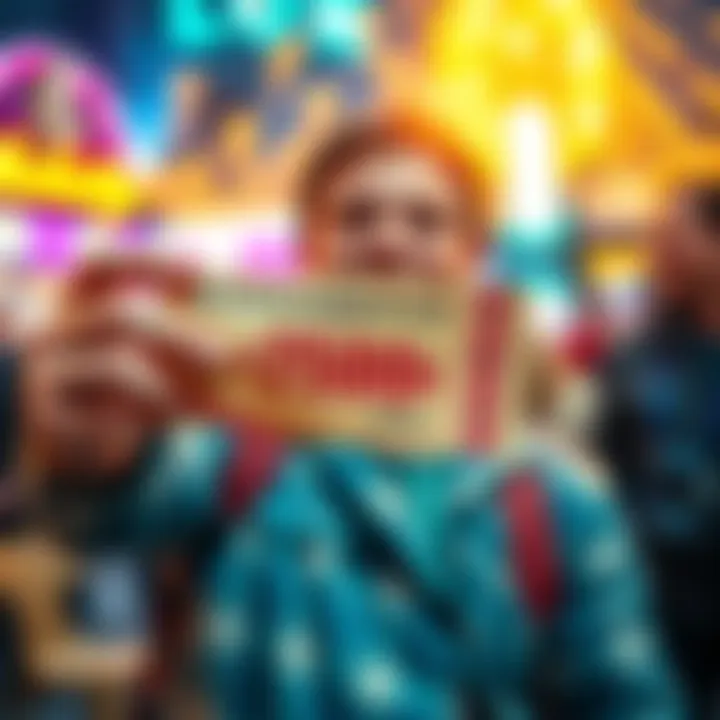 A person holding a winning lottery ticket and celebrating with joy