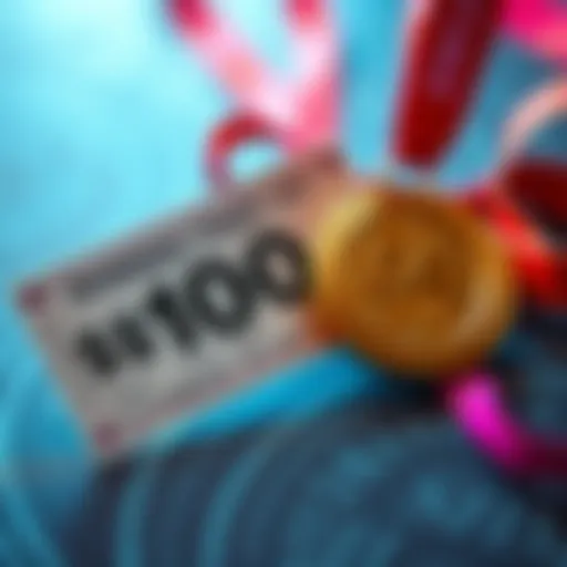 A winning lottery ticket worth $100 alongside a medal from a 5k run, showcasing personal achievement and luck.