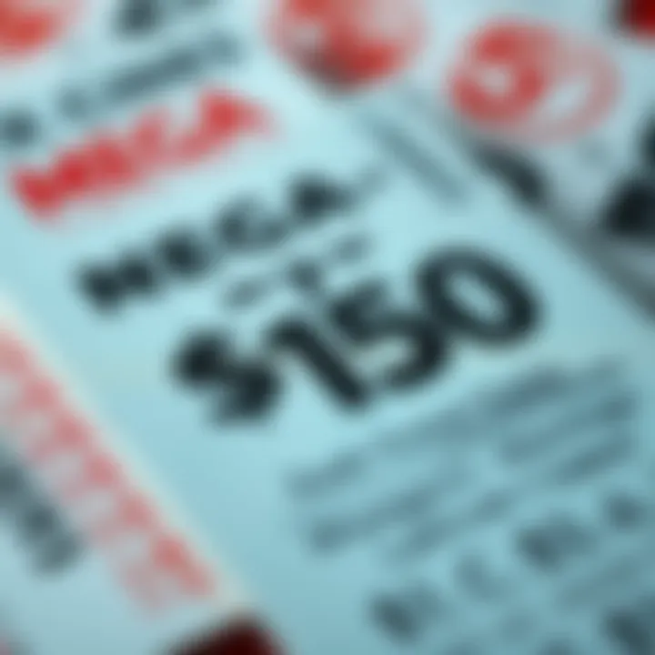 A close-up of two Mega 7 lottery tickets showing a winning amount of $150.