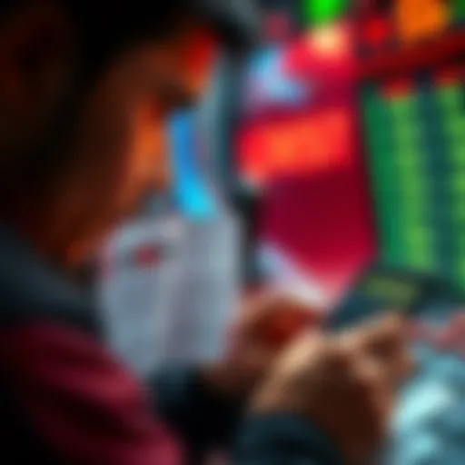 A person looking at a lottery ticket with winning numbers and a calculator, planning their lottery parlay strategy.