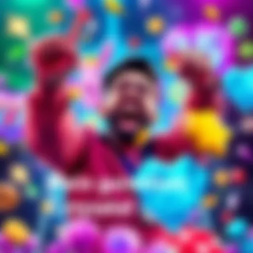 A joyful player celebrating a big win in the Crystal Flip game, surrounded by colorful game graphics and symbols.