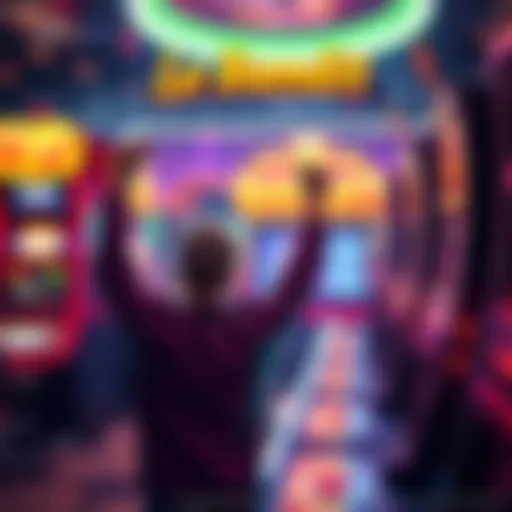 Person celebrating a big win at a slot machine game called Le Bandit.
