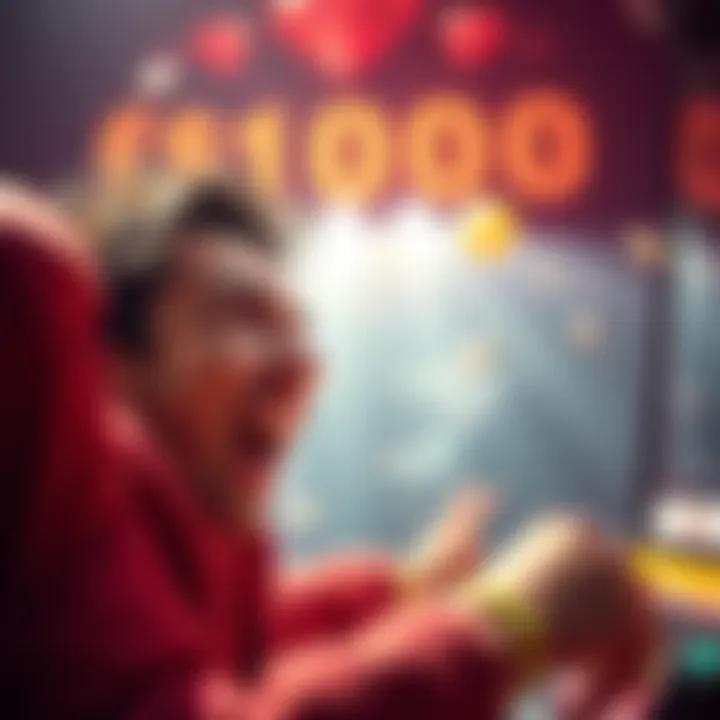 A player celebrating a $1000 win in a Ruby Mine game after making five bets, with excitement and joy visible on their face.