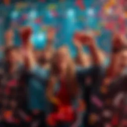 Winning People Celebrating A group of happy people celebrating their wins with confetti and smiles.
