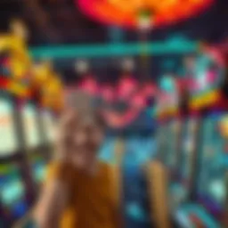 A person celebrating a big win at a slot machine, holding the payout ticket in excitement