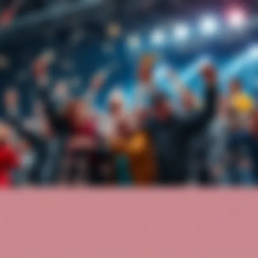 A group of people celebrating their sports betting wins with excitement and cash in hand.