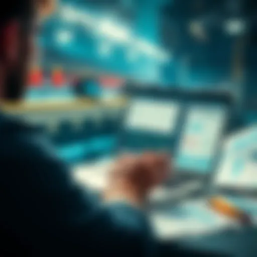 A person reviewing sports betting statistics on a laptop with charts and notes around them