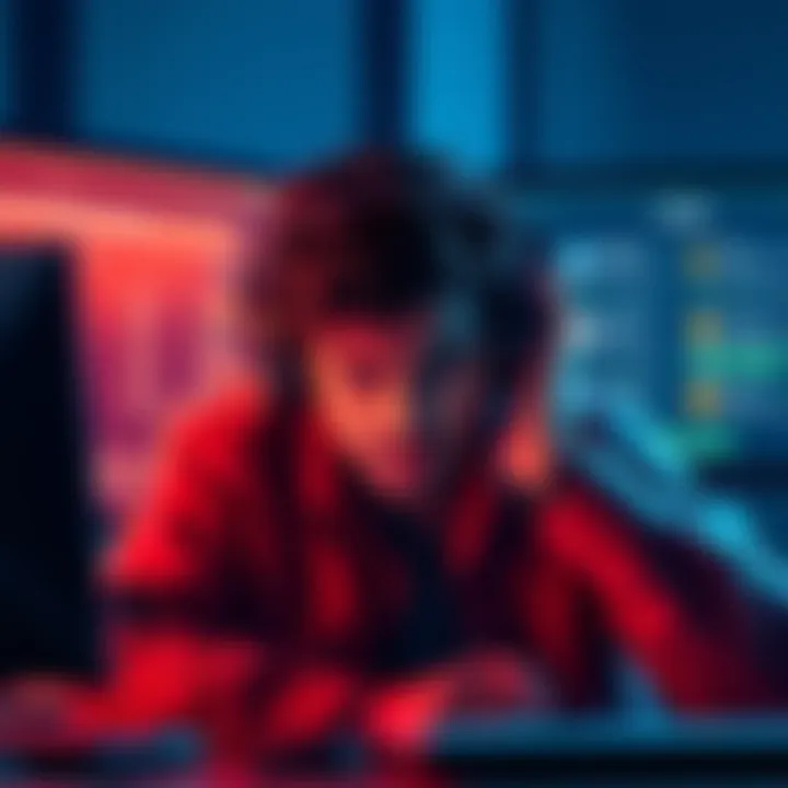 A visual depiction of a frustrated player looking at a computer screen with withdrawal notifications and KYC requirements, symbolizing challenges in cashing out large amounts at Stake.