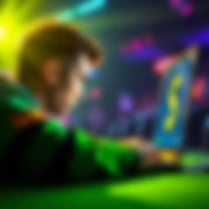 A player looking at a laptop screen with a dollar sign, waiting for a withdrawal update from Ignition.