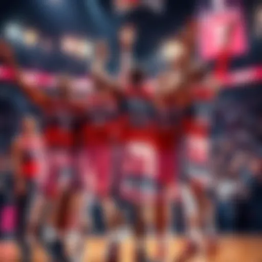 Washington Wizards players celebrating after defeating the Detroit Pistons at home.