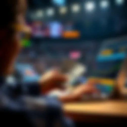 A person placing a bet on a WNBA game with cash in hand and a laptop showing game statistics.