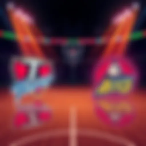 Basketball court featuring Indiana Fever and Atlanta Dream logos alongside Seattle Storm and Las Vegas Aces logos