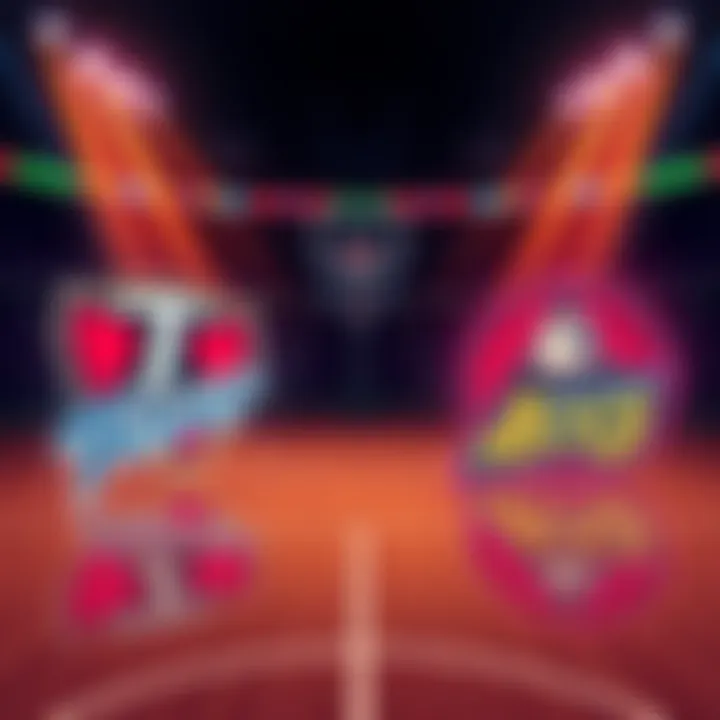 Basketball court featuring Indiana Fever and Atlanta Dream logos alongside Seattle Storm and Las Vegas Aces logos