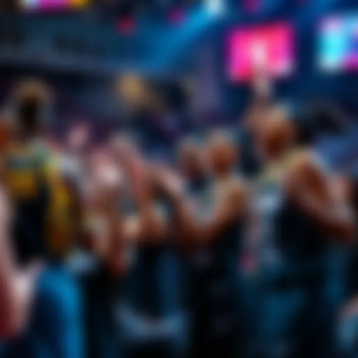 A thrilling moment in a WNBA game during the fourth quarter with players focused and fans cheering