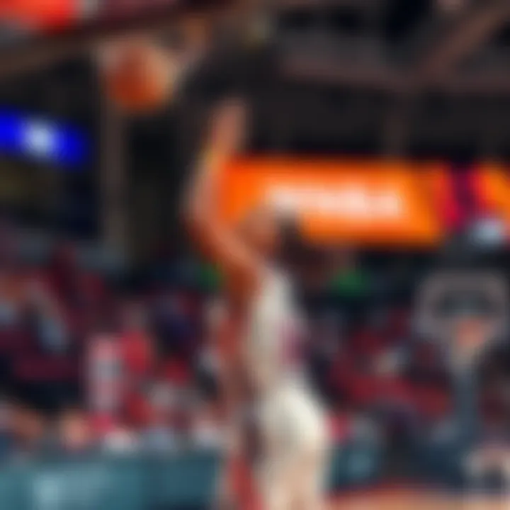 A WNBA player making a shot during a game with fans in the background
