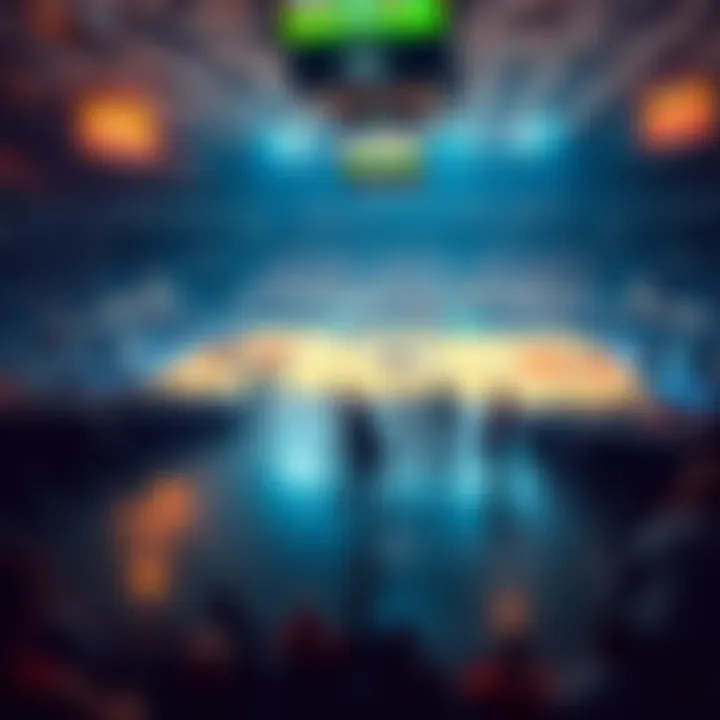 WNBA Game Analysis A basketball court with two teams preparing for a WNBA game, showing players in action and fans in the stands