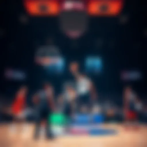 WNBA Game Night Exciting WNBA game setup with players warming up on the court