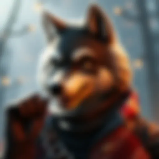 Wolfie, a new character for TNF, showcasing its design and features in a vibrant setting