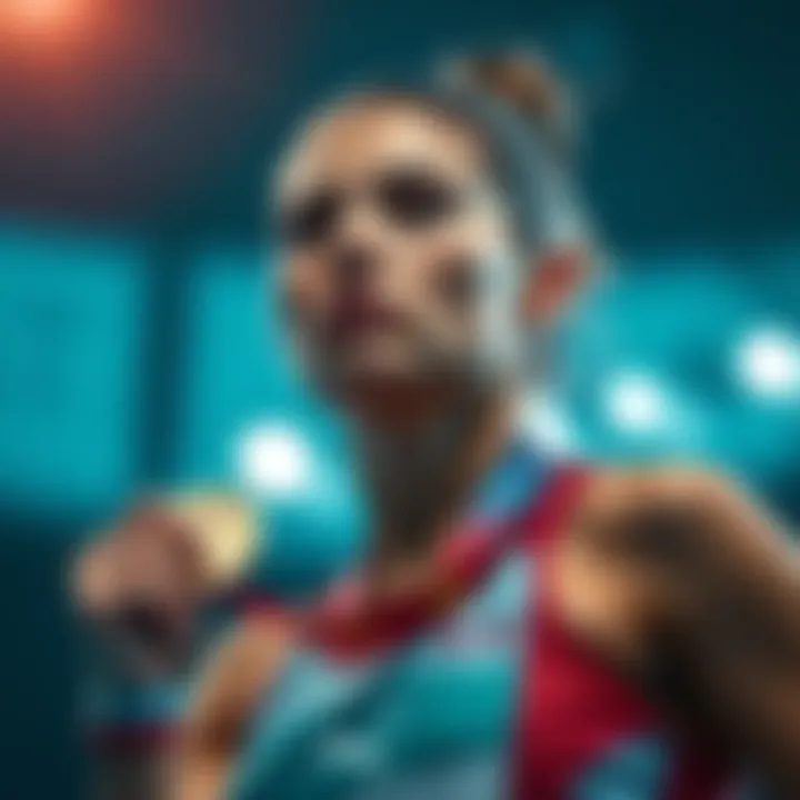 Woman striving for silver medal A determined woman training hard to achieve a silver medal, showcasing her dedication and effort