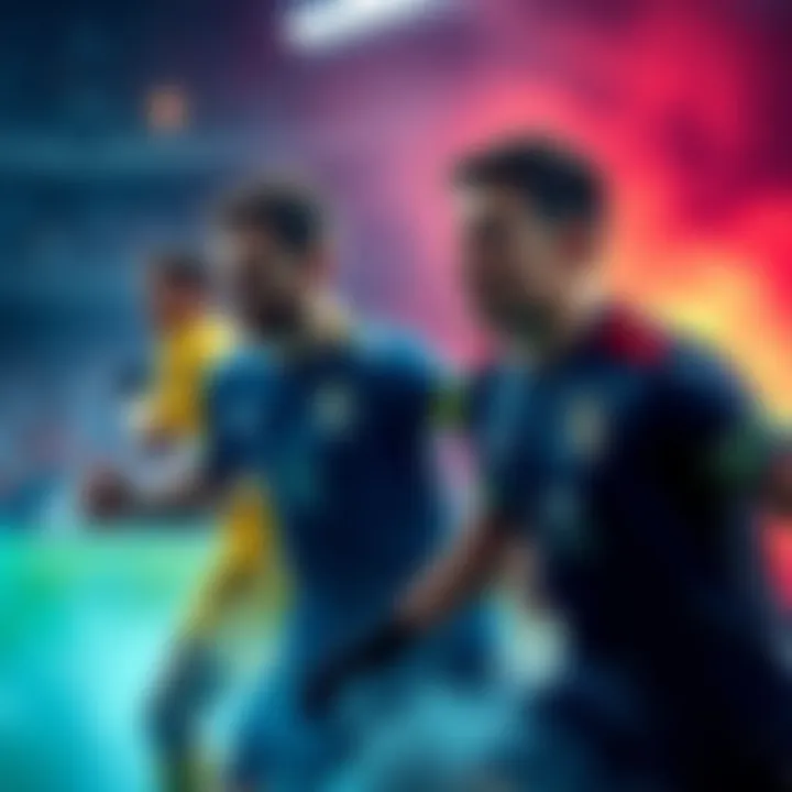 Graphic showing soccer players and betting odds related to the World Championship