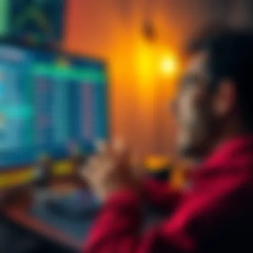 A person looking at a computer screen with betting odds for a World Cup match, showing excitement and curiosity
