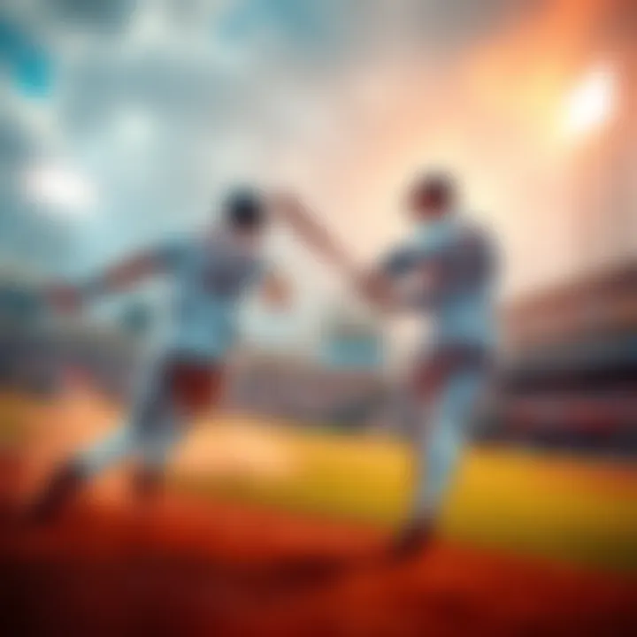 Players from two top teams competing fiercely on the baseball field during World Series Game 6