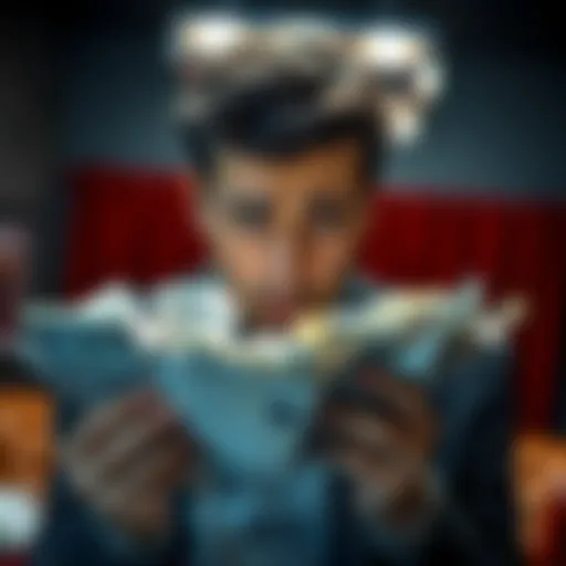 A person appears stressed, staring at a pile of unpaid bills, representing financial struggles due to gambling addiction.