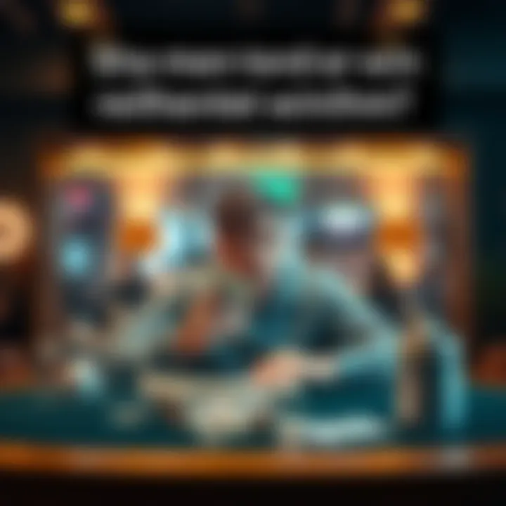 Person looking worried about cashing out winnings A person sitting at a table, looking concerned while holding cash, contemplating their decision to cash out winnings