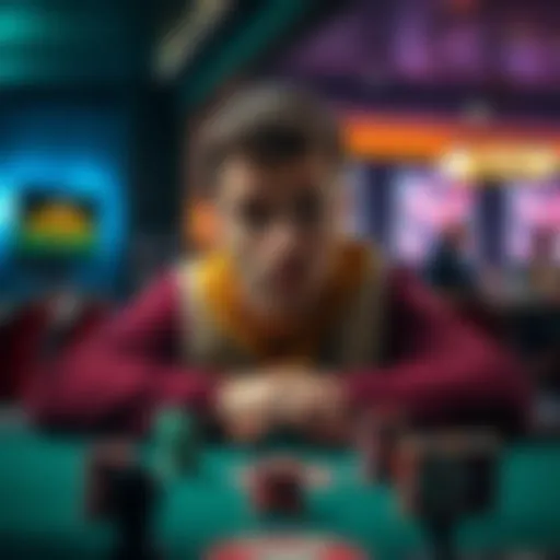 A person sitting at a gaming table with a concerned expression, reflecting their fear of playing despite their skills.